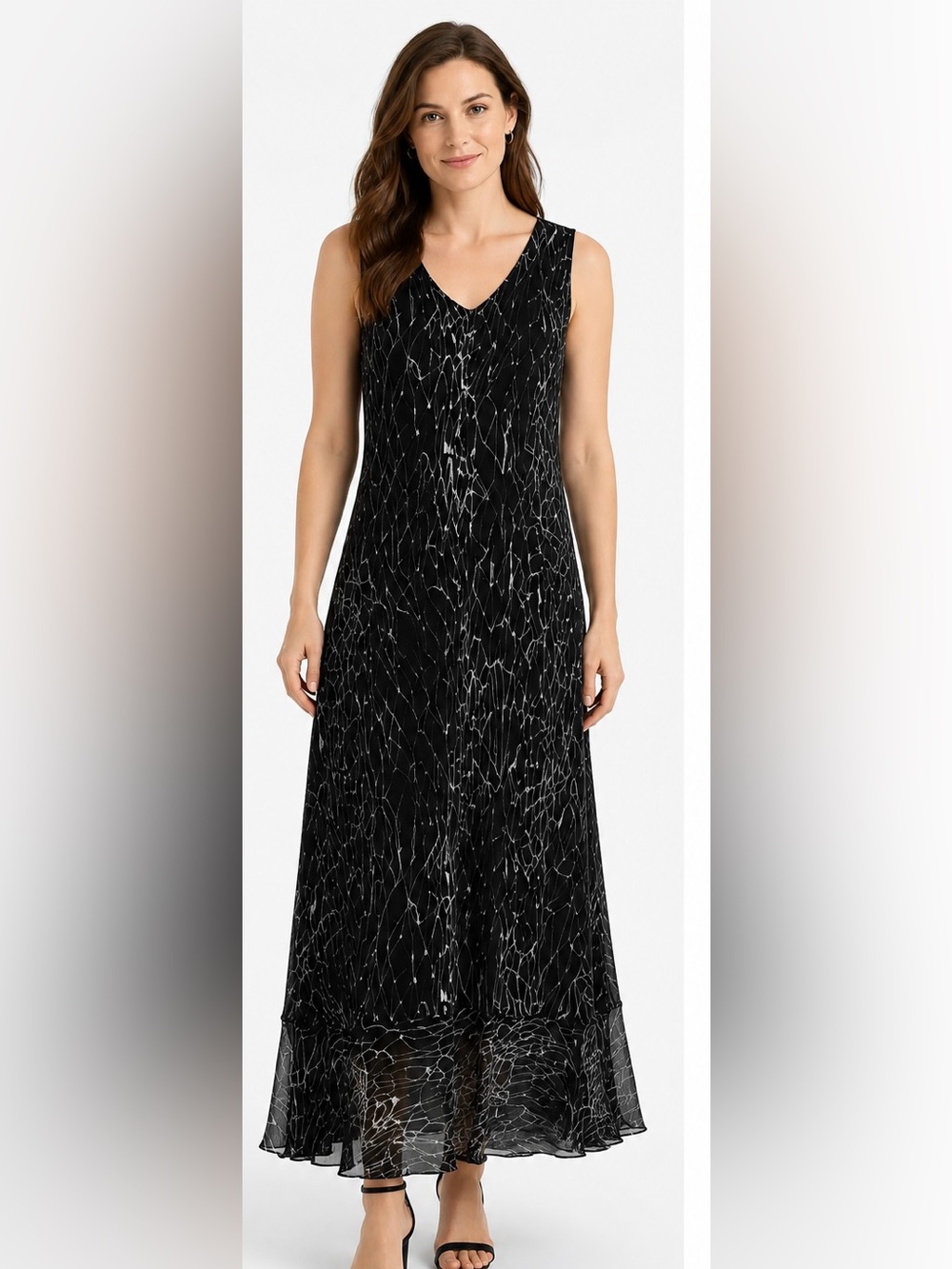 Dana Buchman 100% Silk
Elegant Black Sleeveless Maxi Dress Size-6 - Picture 2 of 6